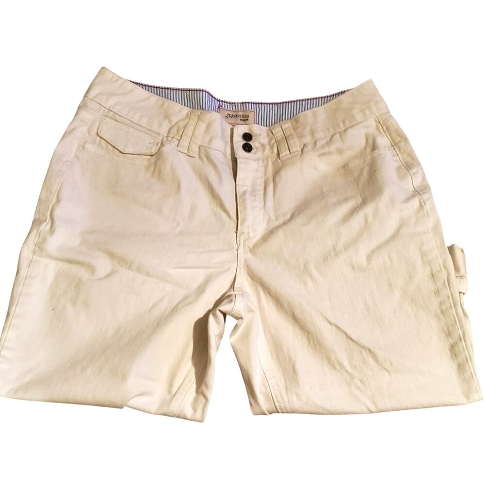 𝅺St John's Bay Women's white Capri Cropped Cuffed Hem size 12